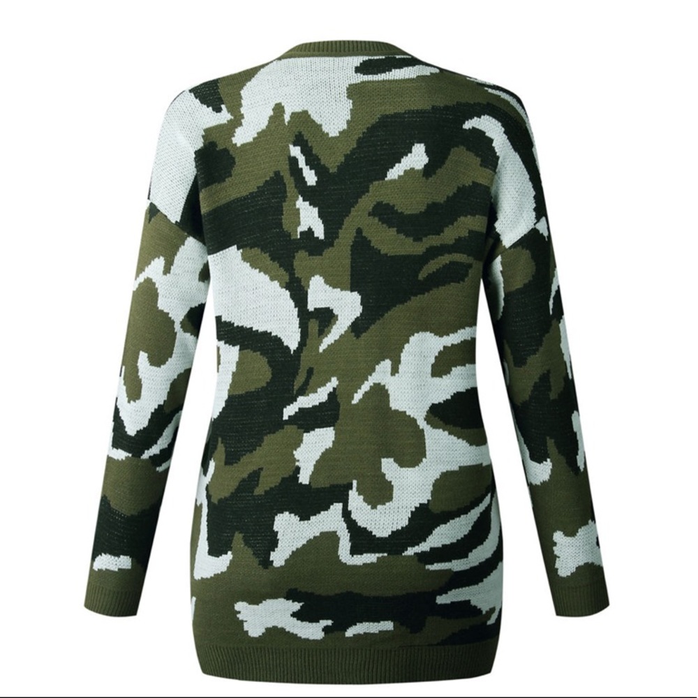 CLEARANCE Olive Camouflage Button Front Knit Cardigan - Picture 7 of 8